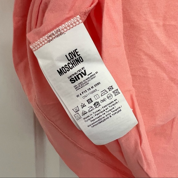 Authentic Love Moschino Box Logo Tee T Shirt Peach Pink - Size US 10 Italy 46 - Picture 6 of 7